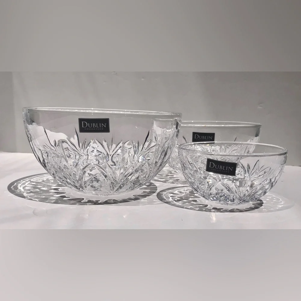 DUBLIN CRYSTAL BOWL SET  3 PIECES DIAMETER: 3 3/4, 5